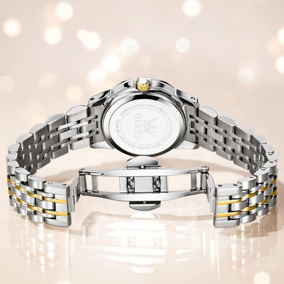 Olevs Silver Women Stainless Steel Analog Quartz Date Waterproof Wrist Watch main image 5